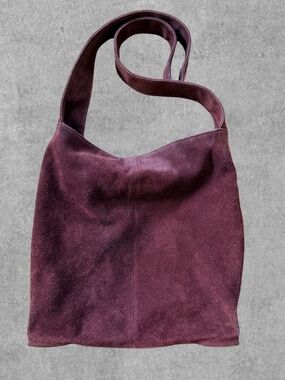 Vintage Lord & Taylor Suede Shoulder Bag Burgundy Slouchy Hobo Boho Y2K